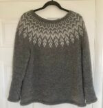 'LuxeFibers & Wool' line of yarn - Lt. Silver + Charcoal Worsted Wt. - sample sweater